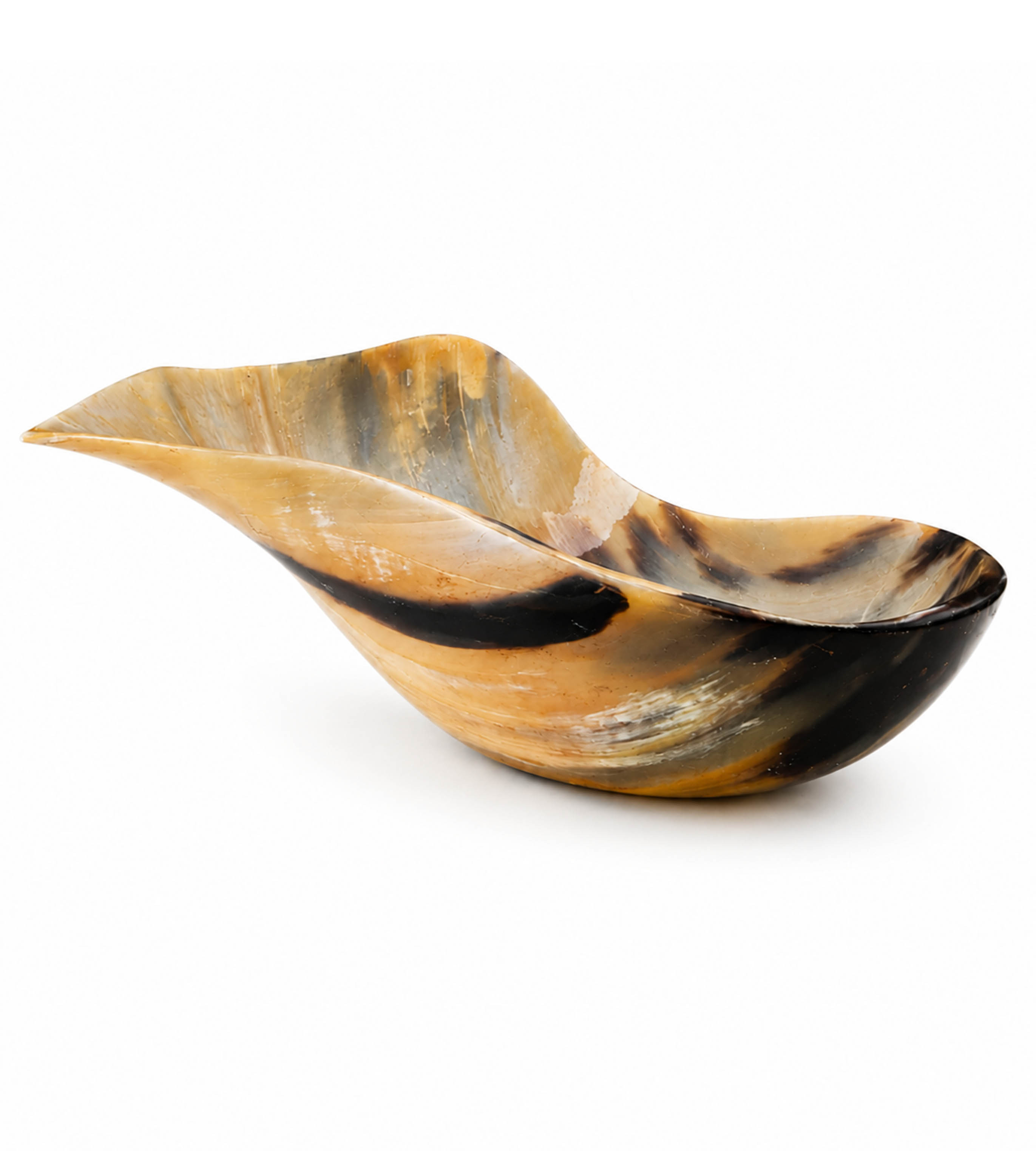 Curved Buffalo Horn Serving Bowl